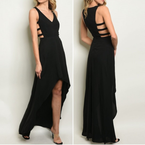 Trend Setter Diva Boutique Dresses & Skirts - LAST 1 XS! BLACK SLIT SIDES HIGH LOW MAXI DRESS